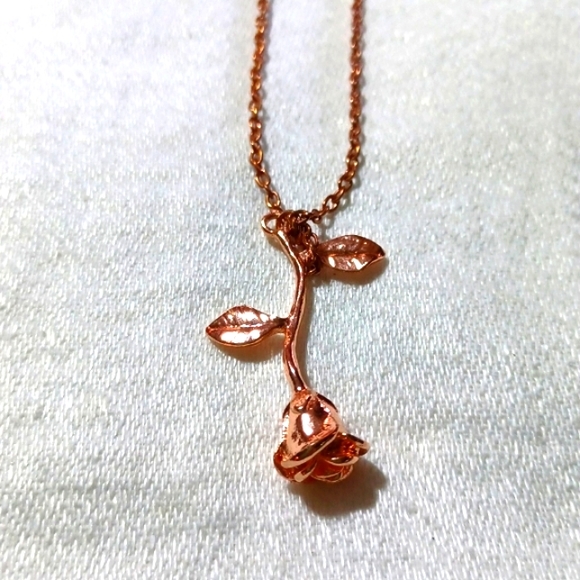 Hand Crafted Jewelry - rose gold rose flower necklace jewelry handmade charm pendant handmade